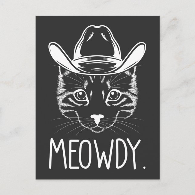 Meow Texas Cat Meme Cowboy Howdy Western Country Postkarte (Vorderseite)