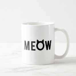 Meow, Textentwurf mit den Ohren der schwarzen Tasse
