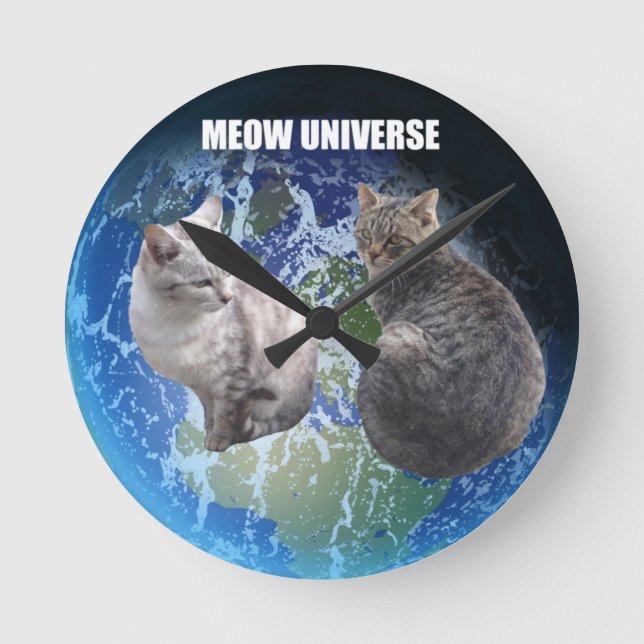 MEOW UNIVERSE RUNDE WANDUHR (Vorderseite)