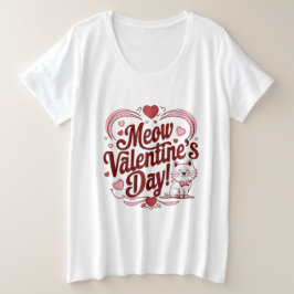 Meow Valentine Große Größe T-Shirt