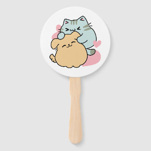 Meow & Woof perfekt zusammen - Niedliche Katze und Fächer