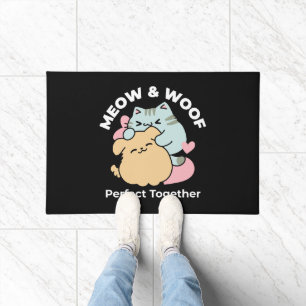 Meow & Woof perfekt zusammen - Niedliche Katze und Fußmatte