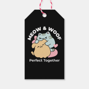 Meow & Woof perfekt zusammen - Niedliche Katze und Geschenkanhänger
