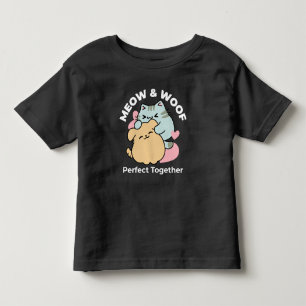 Meow & Woof perfekt zusammen - Niedliche Katze und Kleinkind T-shirt