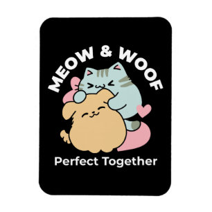 Meow & Woof perfekt zusammen - Niedliche Katze und Magnet