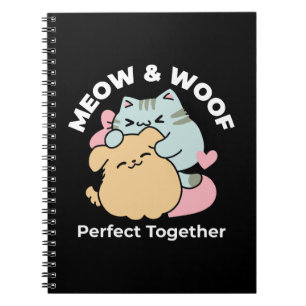 Meow & Woof perfekt zusammen - Niedliche Katze und Notizblock