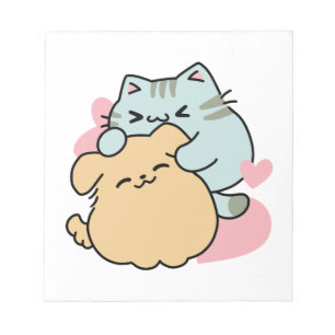Meow & Woof perfekt zusammen - Niedliche Katze und Notizblock