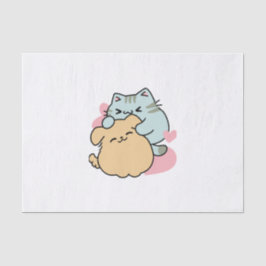 Meow & Woof perfekt zusammen - Niedliche Katze und Seidenpapier