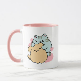 Meow & Woof perfekt zusammen - Niedliche Katze und Tasse