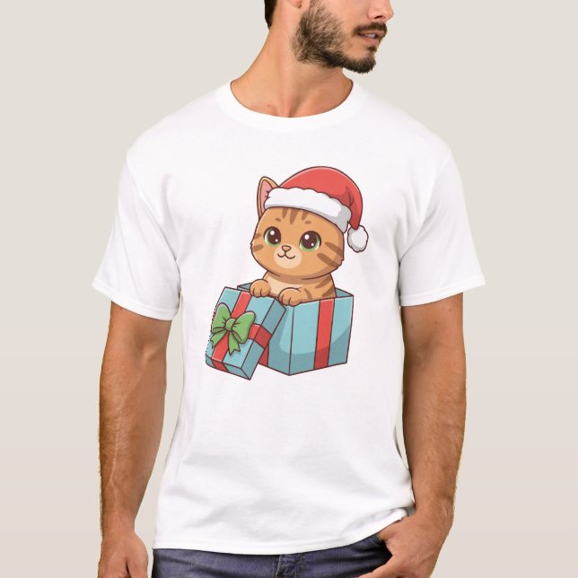 Meow-y Christmas Cute Cat Holiday Hoodie & T-Shirt (Vorderseite)