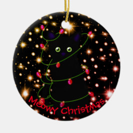 Meowa Cat Christmas Twinkle Lichter Keramik Ornament