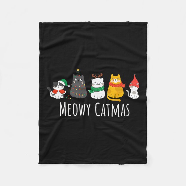 Meowa Catmas Niedlich Cat Weihnachtsmannmütze Weih Fleecedecke (Vorderseite)