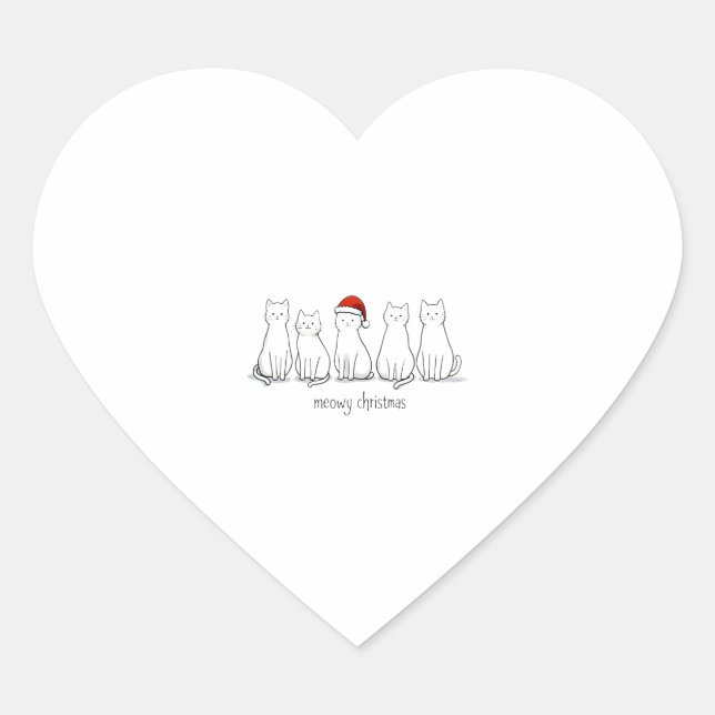 Meowa Catmas Weihnachten Niedlich Kitten Katzen We Herz-Aufkleber (Vorderseite)