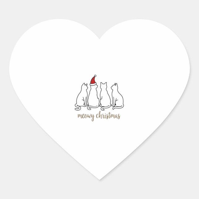 Meowa Catmas Weihnachten Niedlich Kitten Katzen We Herz-Aufkleber (Vorderseite)
