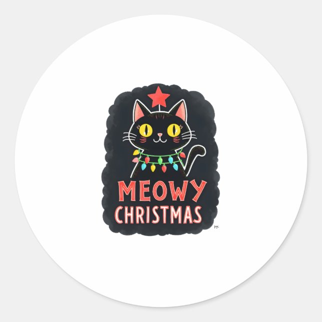 Meowa Catmas Weihnachten Niedlich Kitten Katzen We Runder Aufkleber (Vorderseite)