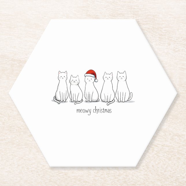 Meowa Catmas Weihnachten Niedlich Kitten Katzen We Untersetzer (Vorderseite)