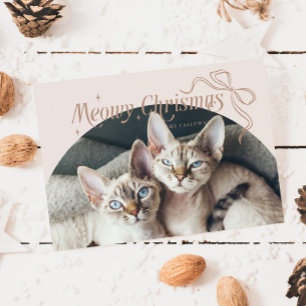 Meowa Christmas Cat Foto Beige Urlaubskarte Feiertagskarte