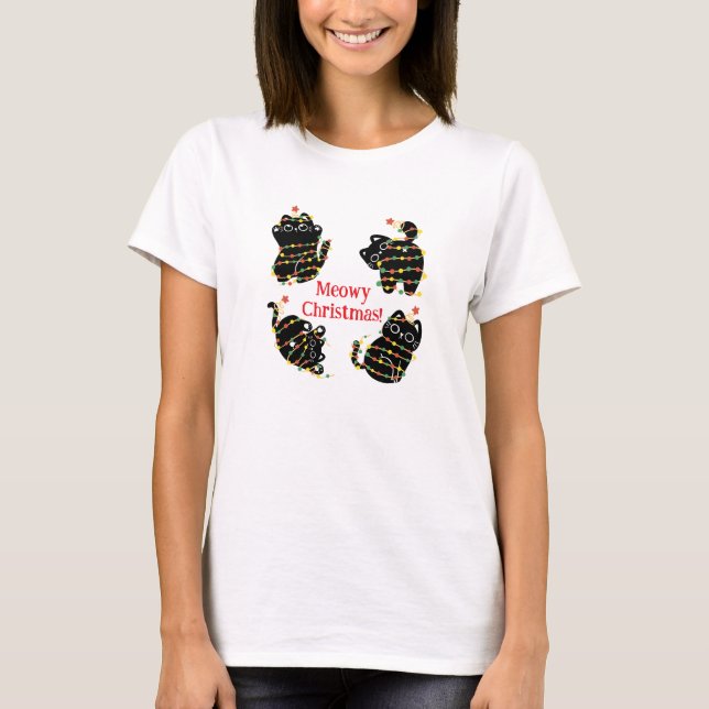 Meowa Christmas Cat T - Shirt - Funny Holiday T-Sh (Vorderseite)