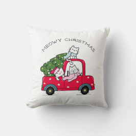 Meowa Christmas Red Truck Cats Urlaub Kissen