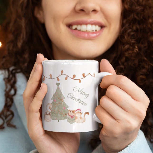 Meowa Christmas Whimsical Holiday Watercolor Kaffeetasse (Von Creator hochgeladen)