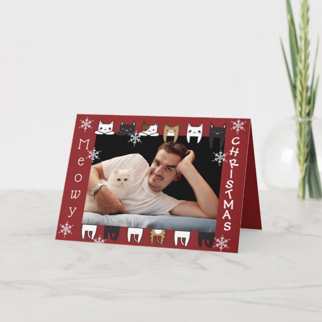 Meowa Weihnachten Fügen Sie Ihr Foto Urlaub Karte (Vorderseite)