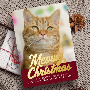 Meowa Weihnachten Niedlich Cat Foto Weihnachten Folien Feiertagskarte