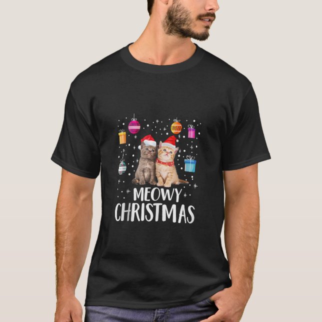 Meowa Weihnachts Shirt Kitten Kat Kitty Lights Xma (Vorderseite)
