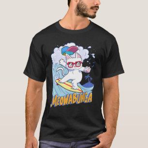 Meowabunga Coole Katze Mit Brille Cowabunga Surft T-Shirt