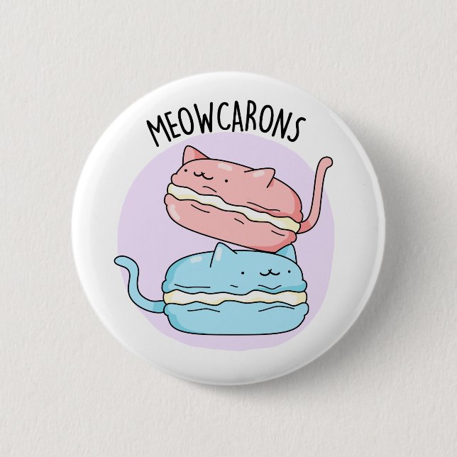 Meowcarons Funny Macaron Pun Button (Vorderseite)