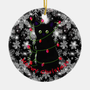 Meowcat Weihnachts-Rotgrüne Tinkelleuchten Keramik Ornament