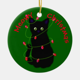 Meowcat Weihnachts-Rotgrüne Tinkelleuchten Keramik Ornament