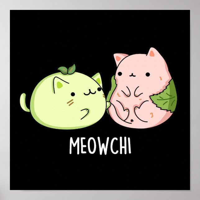 Meowchi Funny Mochi Food Pub Dark BG Poster (Vorne)