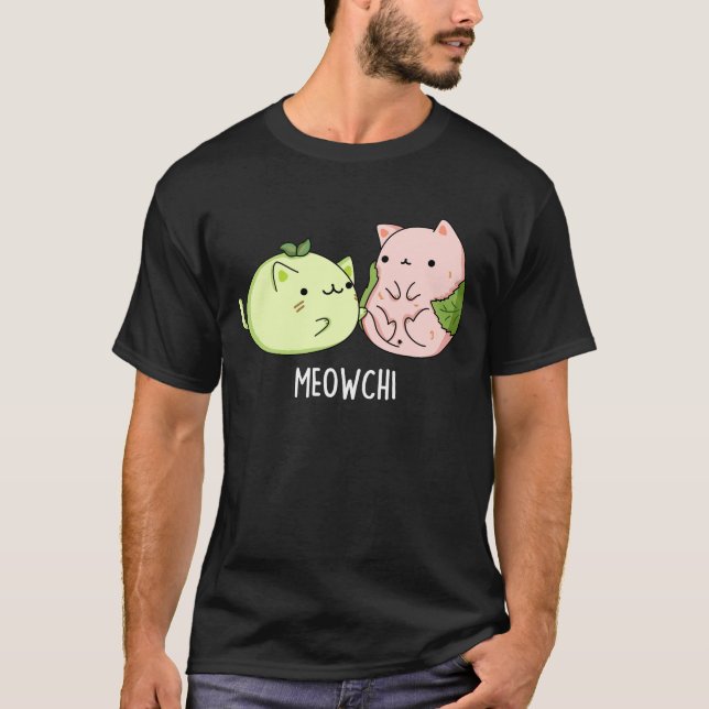 Meowchi Funny Mochi Food Pub Dark BG T-Shirt (Vorderseite)