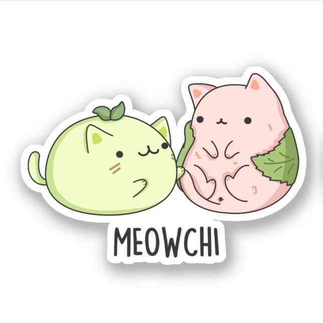 Meowchi Funny Mochi Pun Aufkleber (Vorderseite)