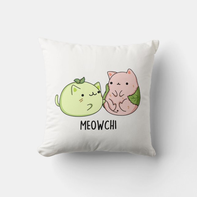 Meowchi Funny Mochi Pun Kissen (Vorderseite)