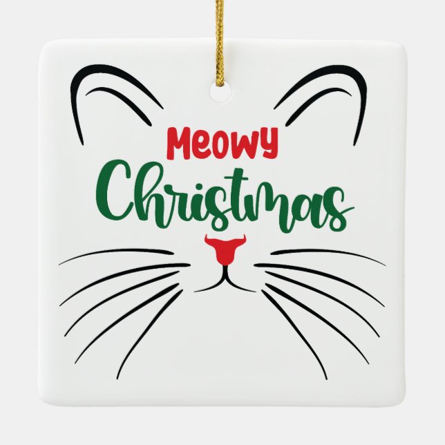 MeowChristmas Custom Kitty Cat Foto Weihnachten Keramikornament (Rückseite)