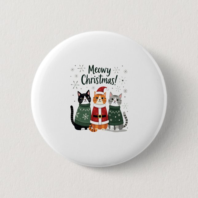 MeowChristmas Funny Cat Weihnachten Weihnachten We Button (Vorderseite)