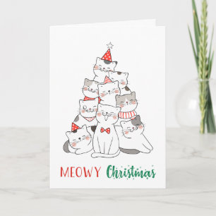 MeowChristmas Niedlich Funny Cat Lover Kitten Pun Karte