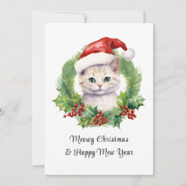 MeowChristmas Niedliche lustige Katze auf Weihnach Feiertagskarte