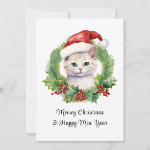 MeowChristmas Niedliche lustige Katze auf Weihnach Feiertagskarte