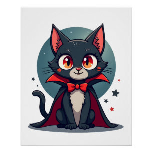 Meowcula Lustige Katze Vampir Dracula Halloween Poster