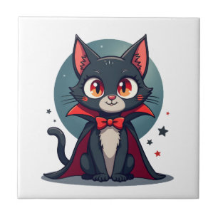 Meowcula Lustiger Katzenvampir Dracula Halloween Fliese
