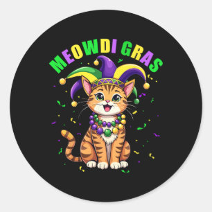 Meowdi Gras Mardi Gras Cat Lover New Orleans Louis Runder Aufkleber