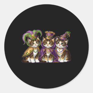 Meowdi Gras Mardi Gras Cat Lover New Orleans Louis Runder Aufkleber