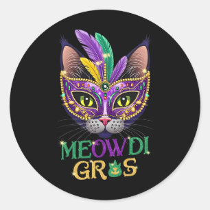 Meowdi Gras Mardi Gras Cat Lover New Orleans Louis Runder Aufkleber