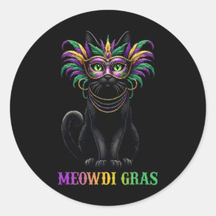 Meowdi Gras Mardi Gras Cat Lover New Orleans Louis Runder Aufkleber