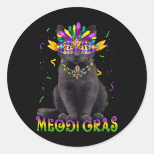 Meowdi Gras Mardi Gras Cat Lover New Orleans Louis Runder Aufkleber