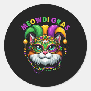 Meowdi Gras Mardi Gras Cat Lover New Orleans Louis Runder Aufkleber