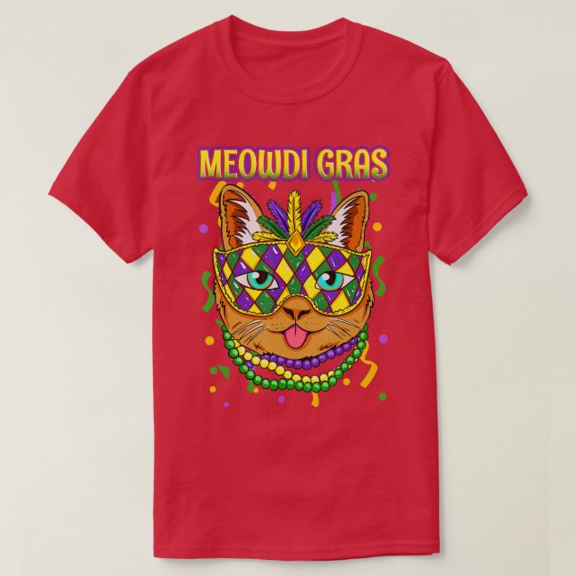 Meowdi Gras Mardi Gras Cat Lover New Orleans Louis T-Shirt (Design vorne)