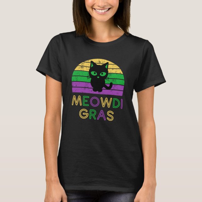 Meowdi Gras Mardi Gras Funny Cat Pun Women T-Shirt (Vorderseite)